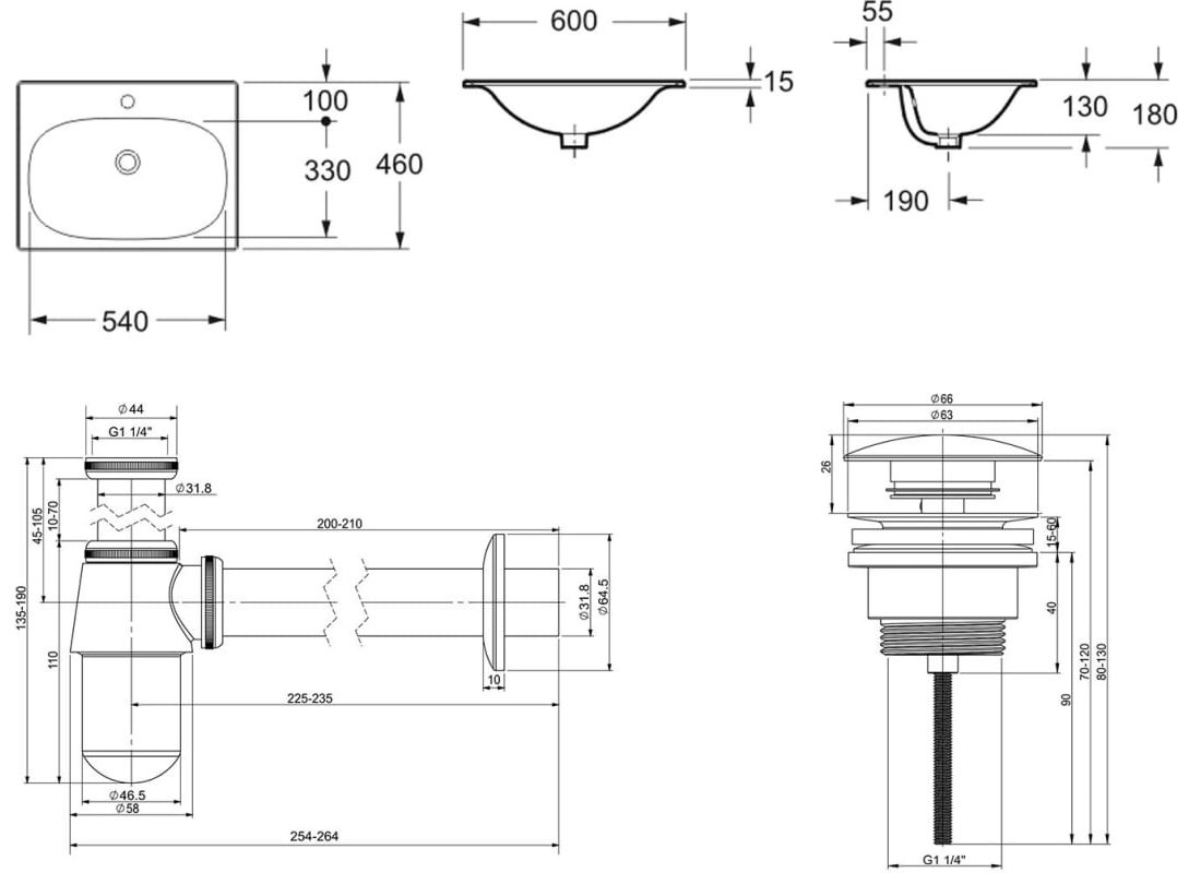 Раковина Lavinia Boho Bathroom Sink 21520436 врезная прямоугольная 46, фарфор