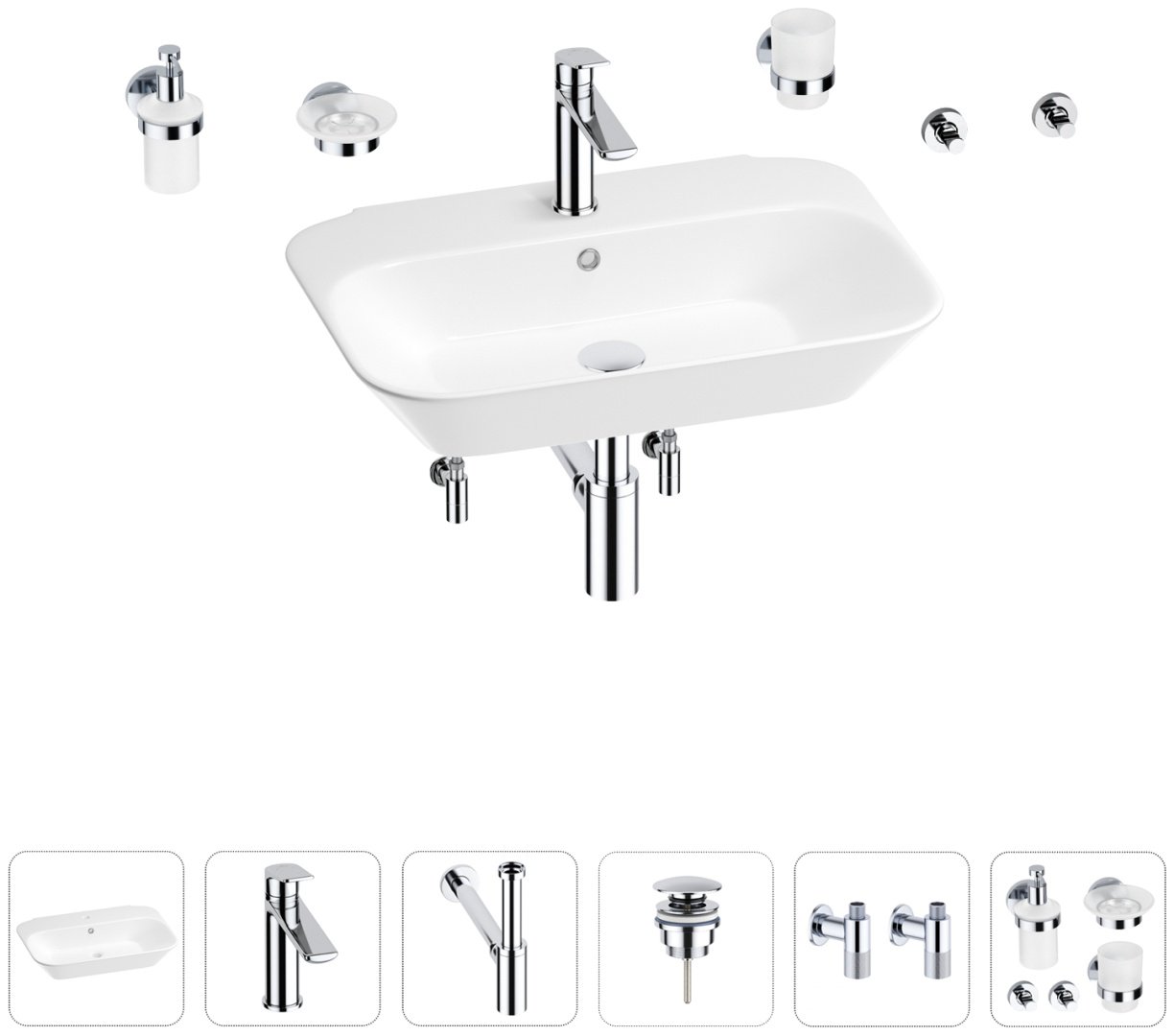 Раковина Wellsee 201007451, Eclatant (состоит из 151301000, 182301000, 182104000, 182139000, 182146000, 182146000, 182501000, 182506000, накладная прямоугольная 45, фаянс