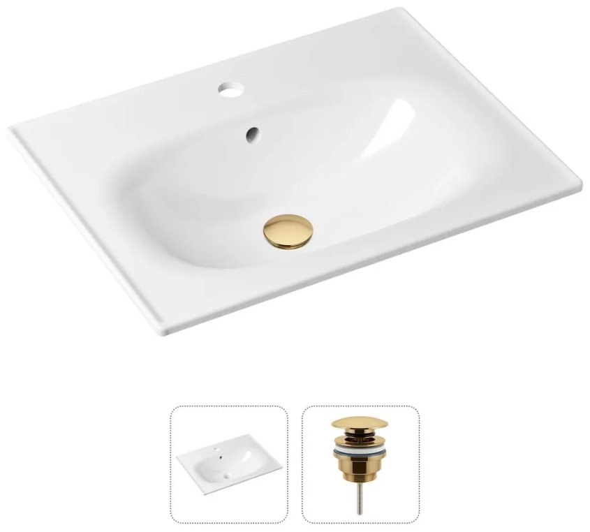 Раковина Lavinia Boho 21520873, Комплект 2 в 1 Lavinia Boho Bathroom Sink (состоит из 33312010, 182141000), цвет золото накладная прямоугольная 46, фарфор