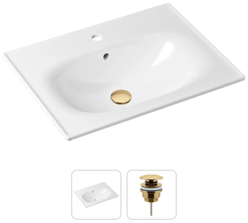 Раковина Lavinia Boho 21520873, Комплект 2 в 1 Lavinia Boho Bathroom Sink (состоит из 33312010, 182141000), цвет золото накладная прямоугольная 46, фарфор