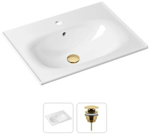 Раковина Lavinia Boho 21520873, Комплект 2 в 1 Lavinia Boho Bathroom Sink (состоит из 33312010, 182141000), цвет золото накладная прямоугольная 46, фарфор