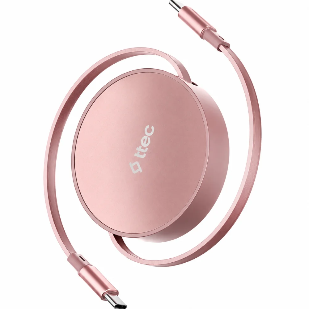 Кабель для телефона TTEC USB-C to USB-C Mini Retractable 100W 2DK65P Sunset Blush