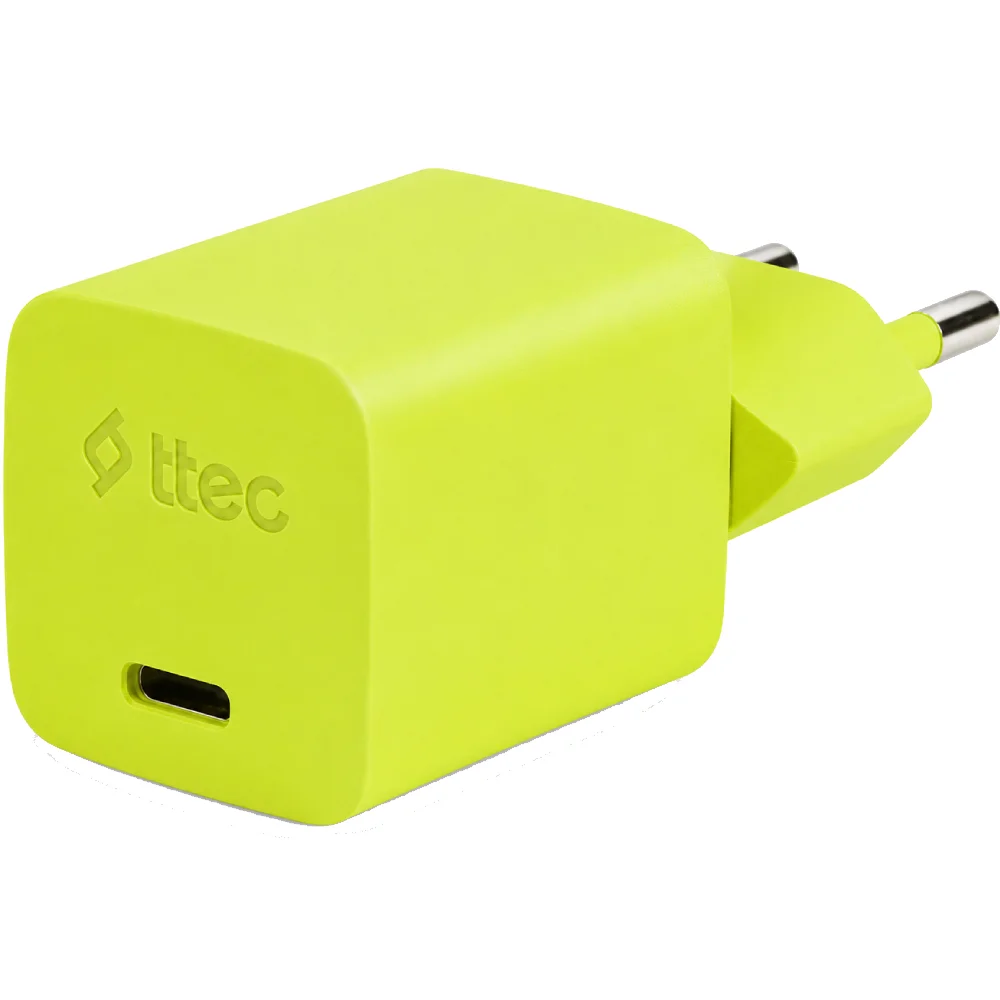Зарядное устройство TTEC SmartCharger GAN 20W PD + USB-C Lightning Cable 2SCG20LNS Neon Yellow