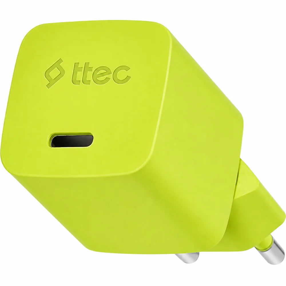 Зарядное устройство TTEC SmartCharger GAN 20W PD + USB-C Lightning Cable 2SCG20LNS Neon Yellow