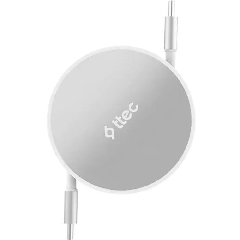 Кабель для телефона TTEC USB-C to USB-C Mini Retractable 100W 2DK65G Lunar Shine