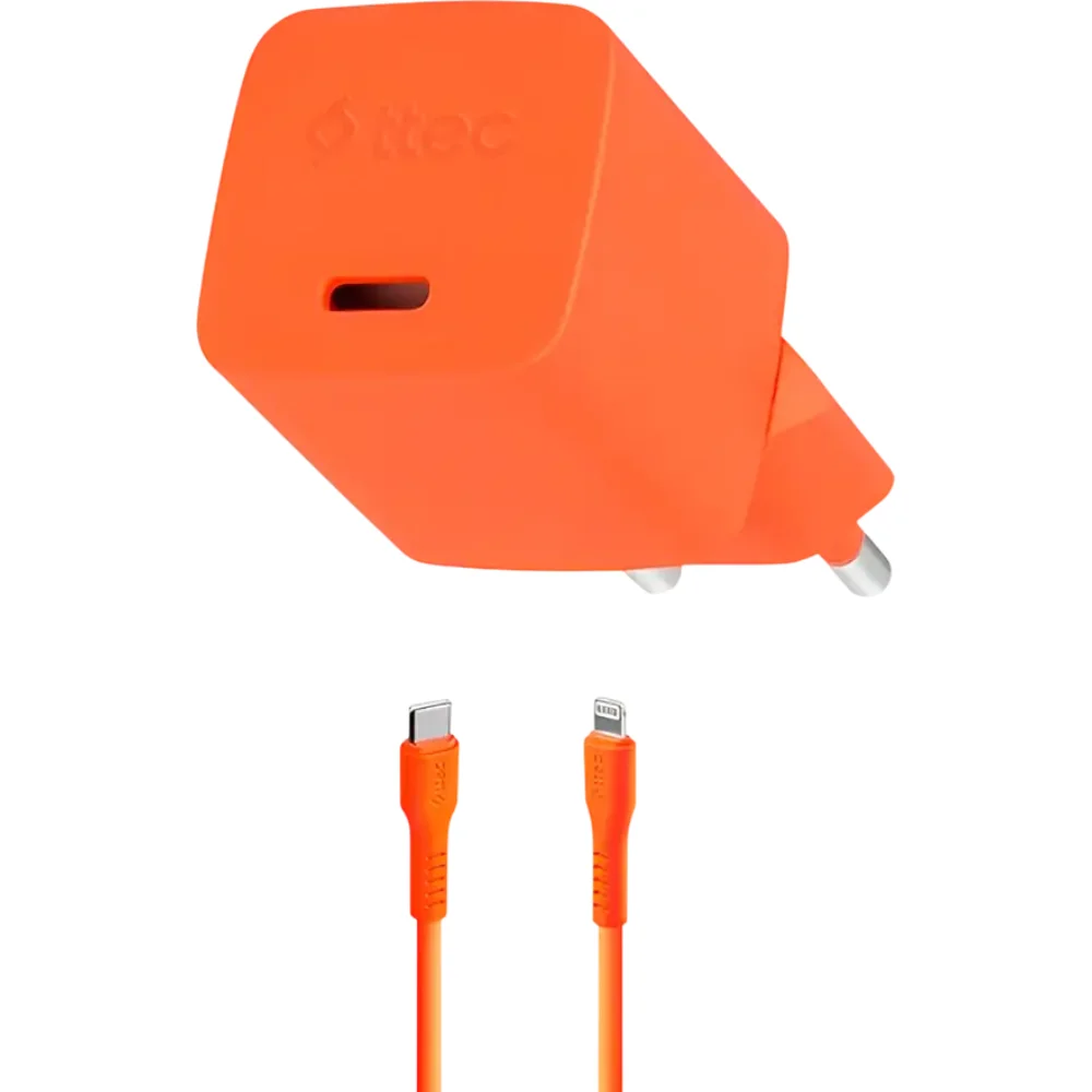 Зарядное устройство TTEC SmartCharger GAN 20W PD + USB-C Lightning Cable 2SCG20LNT Neon Orange купить,9390