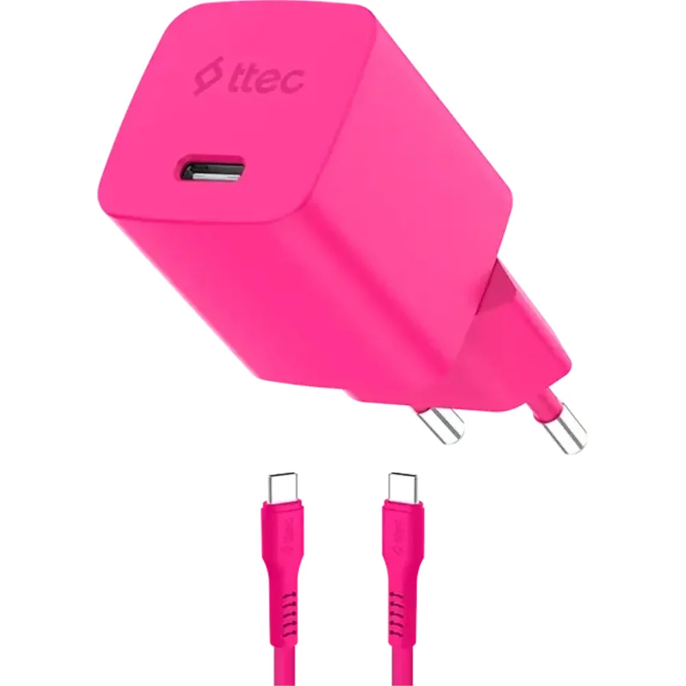 Зарядное устройство TTEC SmartCharger GAN 45W PD + USB-C - USB-C 3A 2SCG45CNP Neon Pink