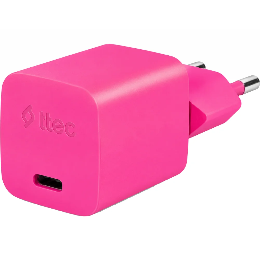Зарядное устройство TTEC SmartCharger GAN 20W PD + USB-C Lightning Cable 2SCG20LNP Neon Pink