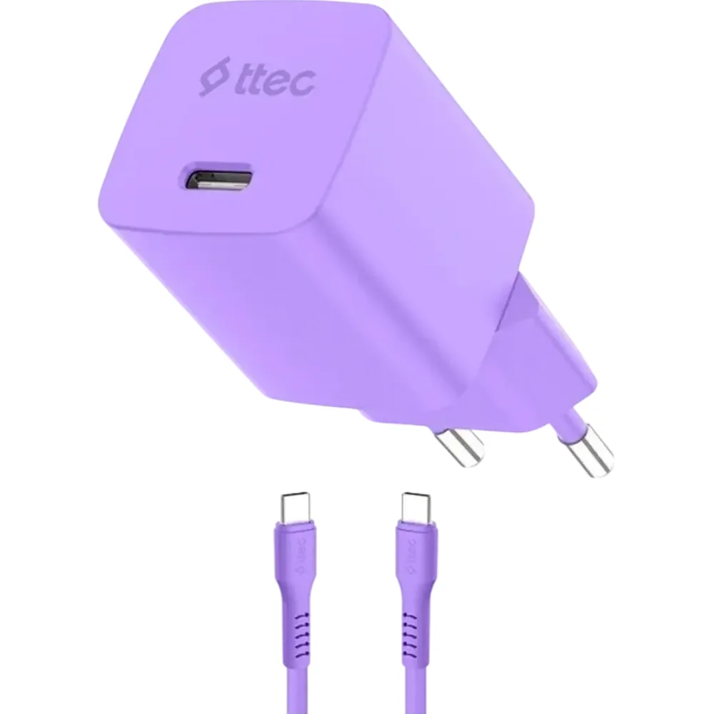 Зарядное устройство TTEC SmartCharger GAN 45W PD + USB-C - USB-C 3A 2SCG45CNMR Neon Purple 