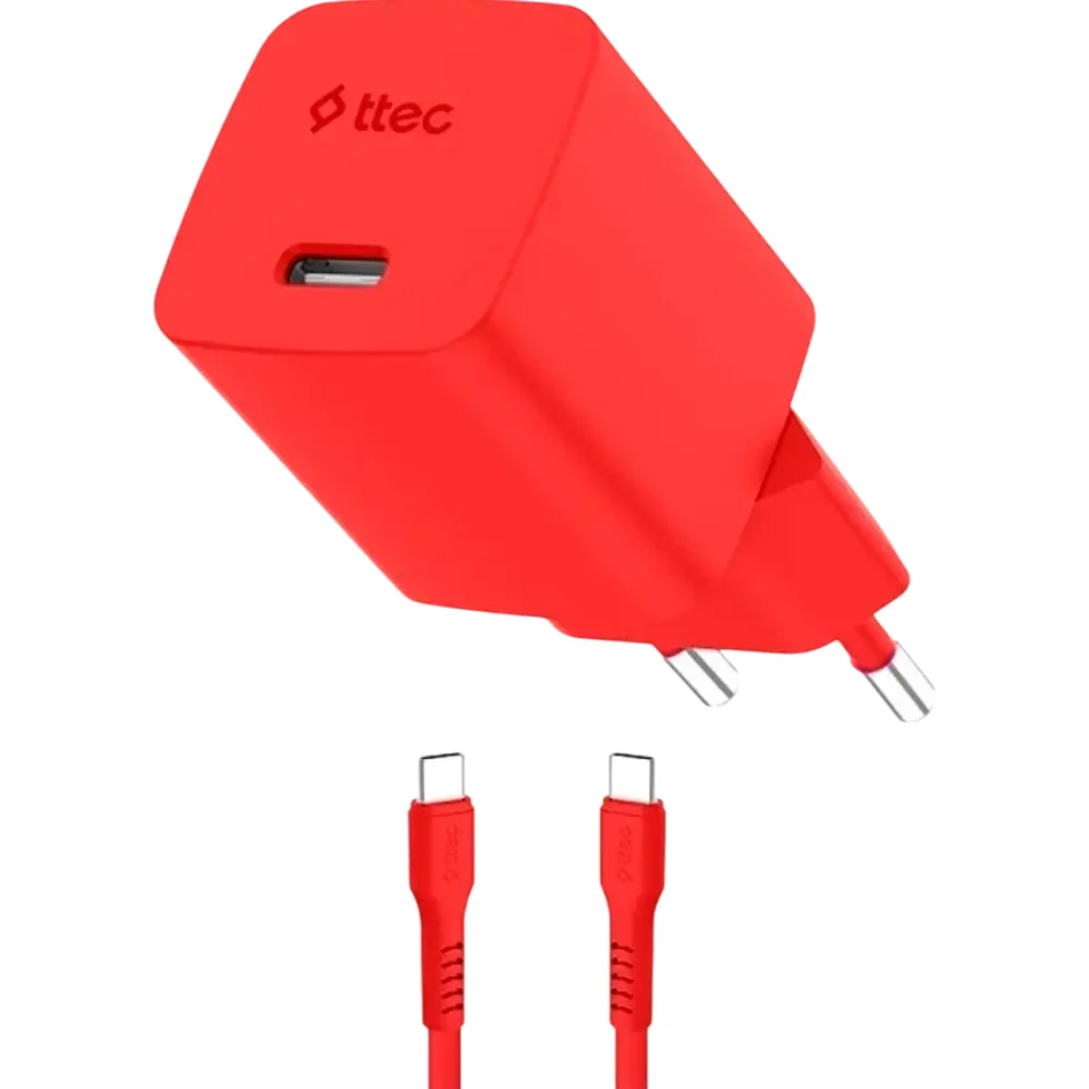 Зарядное устройство TTEC SmartCharger GAN 45W PD + USB-C - USB-C 3A 2SCG45CNK Neon Red