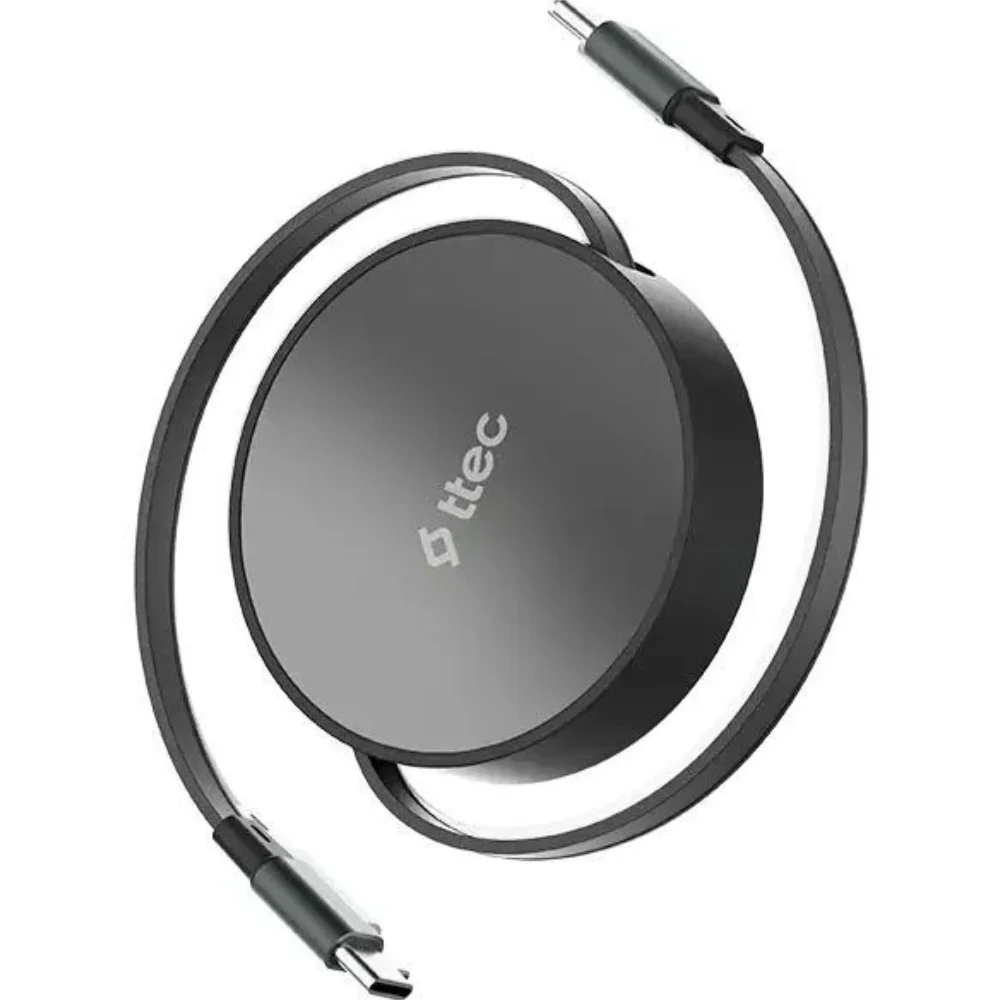 Кабель для телефона TTEC USB-C to USB-C Mini Retractable 100W 2DK65S Cosmic Black