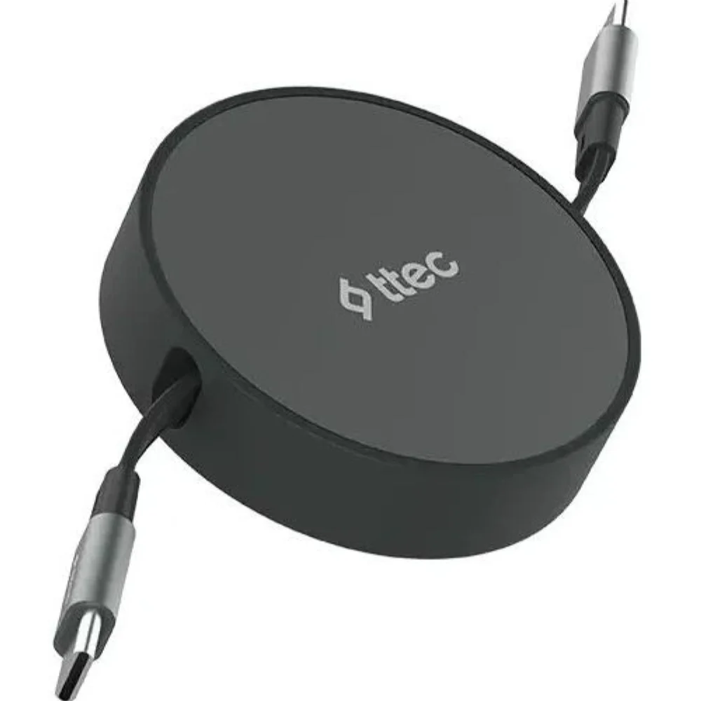 Кабель для телефона TTEC USB-C to USB-C Mini Retractable 100W 2DK65S Cosmic Black