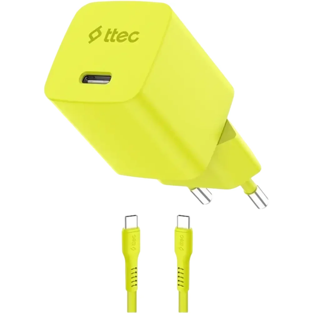 Зарядное устройство TTEC SmartCharger GAN 45W PD + USB-C - USB-C 3A 2SCG45CNS Neon Yellow