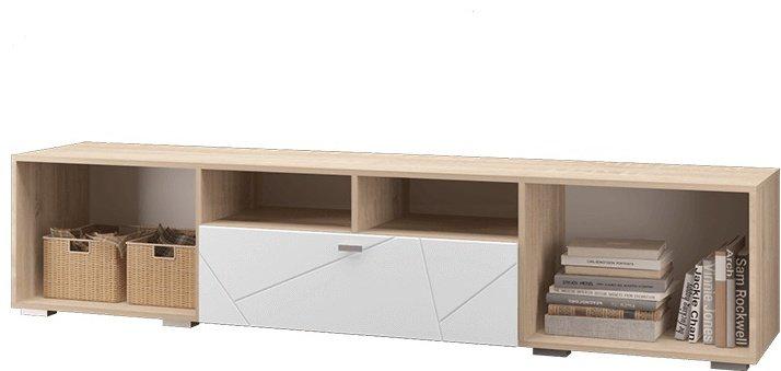 ТВ-тумба напольная DOMA Скай-лайн 261323, 210x46x45 см, белый, светло-коричневый купить,NaN