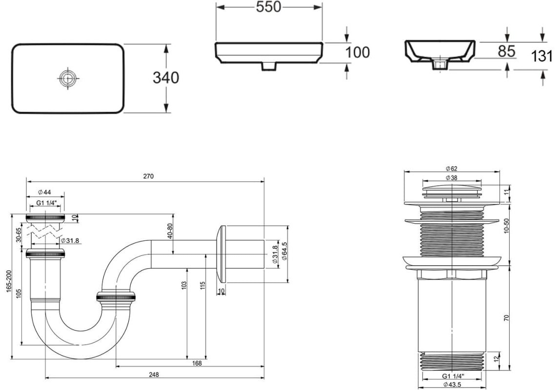 Раковина Lavinia Boho Bathroom Sink 21520109 накладная прямоугольная 34, санфарфор купить,NaN