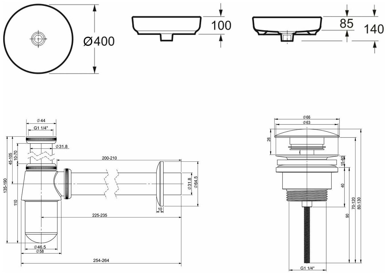 Раковина Lavinia Boho Bathroom Sink 21520166 накладная круглая 40, фаянс купить,NaN