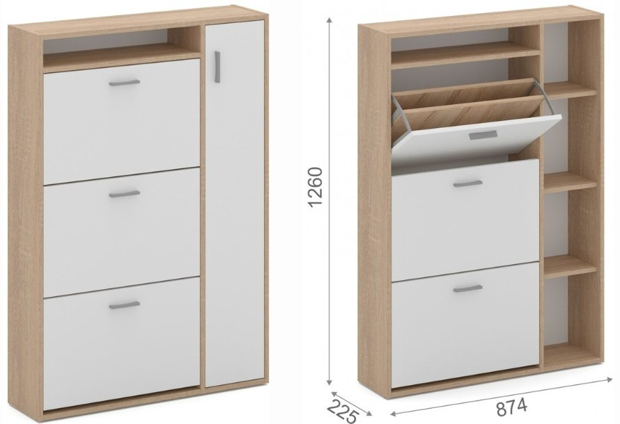 Обувница DOMA 87.40x22.50x126 см, ЛДСП купить,NaN