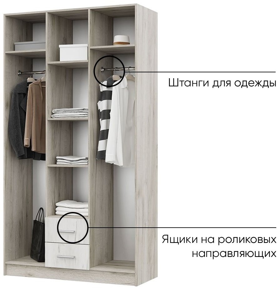 Распашной шкаф DOMA ГАРМОНИЯ, 120x220х50 см, серый купить,NaN