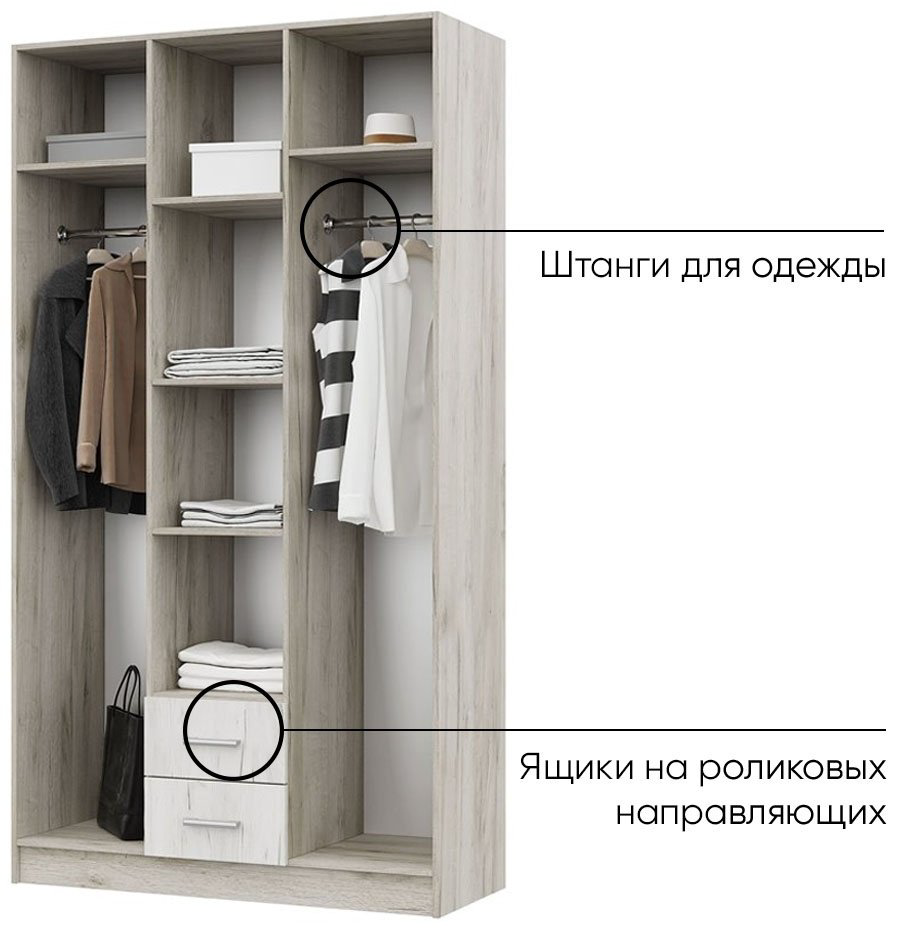 Распашной шкаф DOMA ГАРМОНИЯ, 120x220х50 см, серый купить,NaN