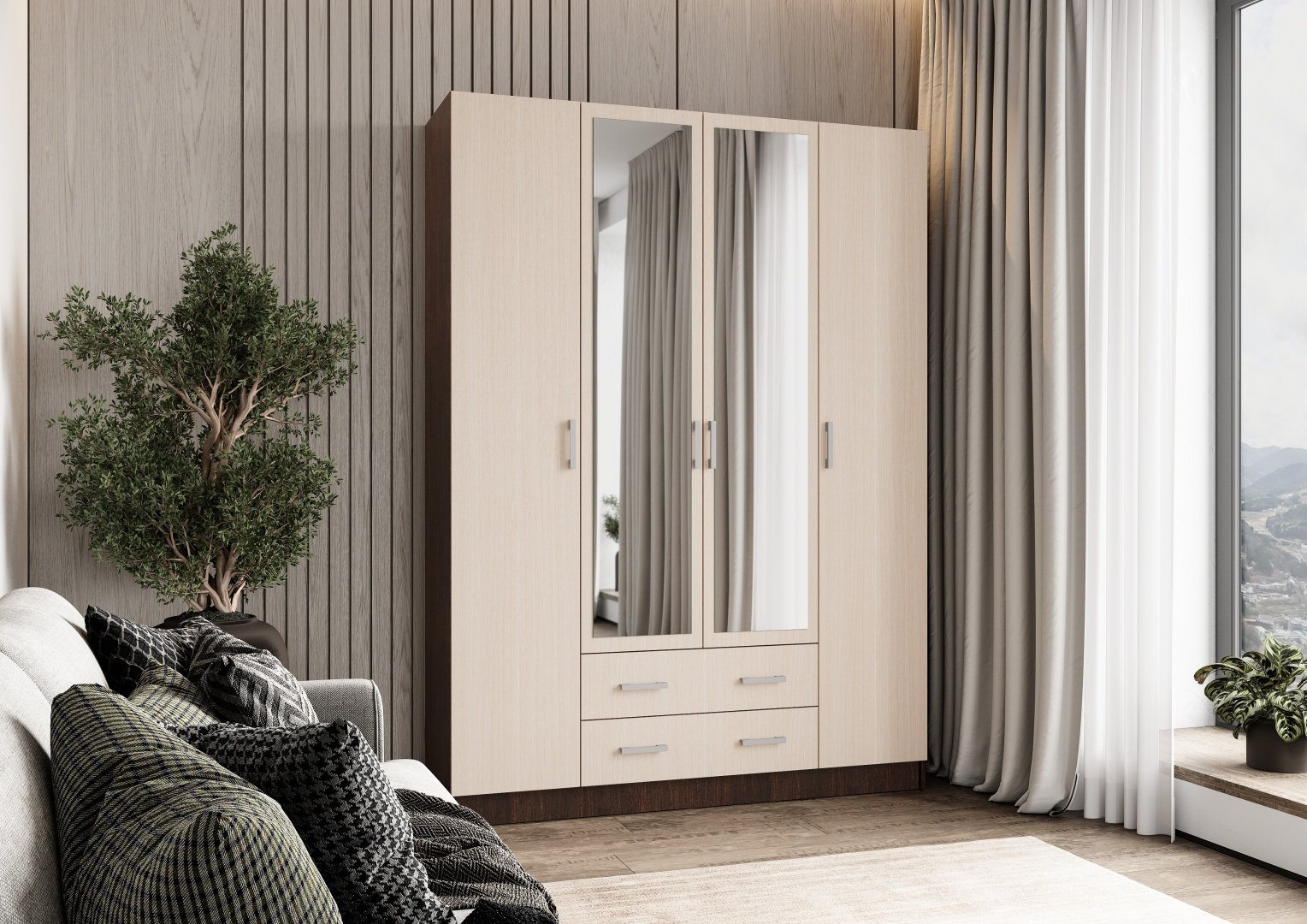 Распашной шкаф Ереке Мебель Kvadro HM T, 160x220х50 см, бежевый, коричневый купить,NaN