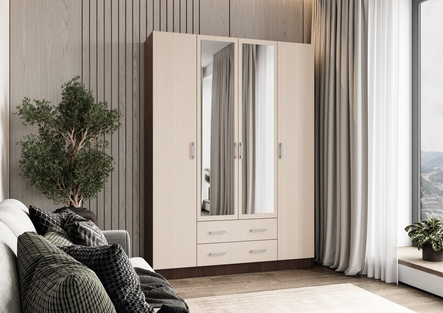 Распашной шкаф Ереке Мебель Kvadro HM T, 160x220х50 см, бежевый, коричневый купить,NaN