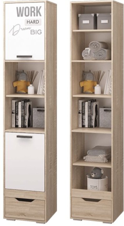 Шкаф-пенал DOMA JUNIOR-1D+ 2515616, 45.2x222х43 см, белый, бежевый купить,NaN