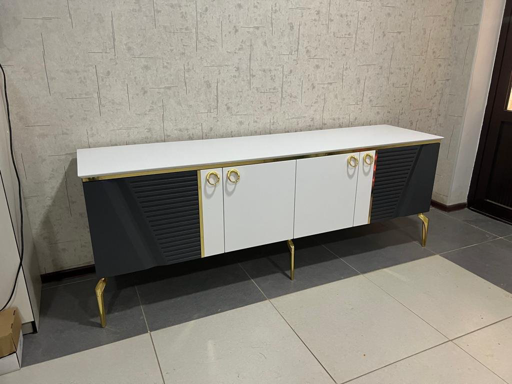 ТВ-тумба напольная DOMA DEN-2.0M 84561, 200x74x51 см, белый, серый купить,NaN