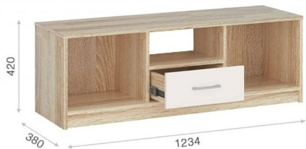 ТВ-тумба напольная DOMA STELS 418489561, 123.4x42x38 см, белый, бежевый купить,NaN
