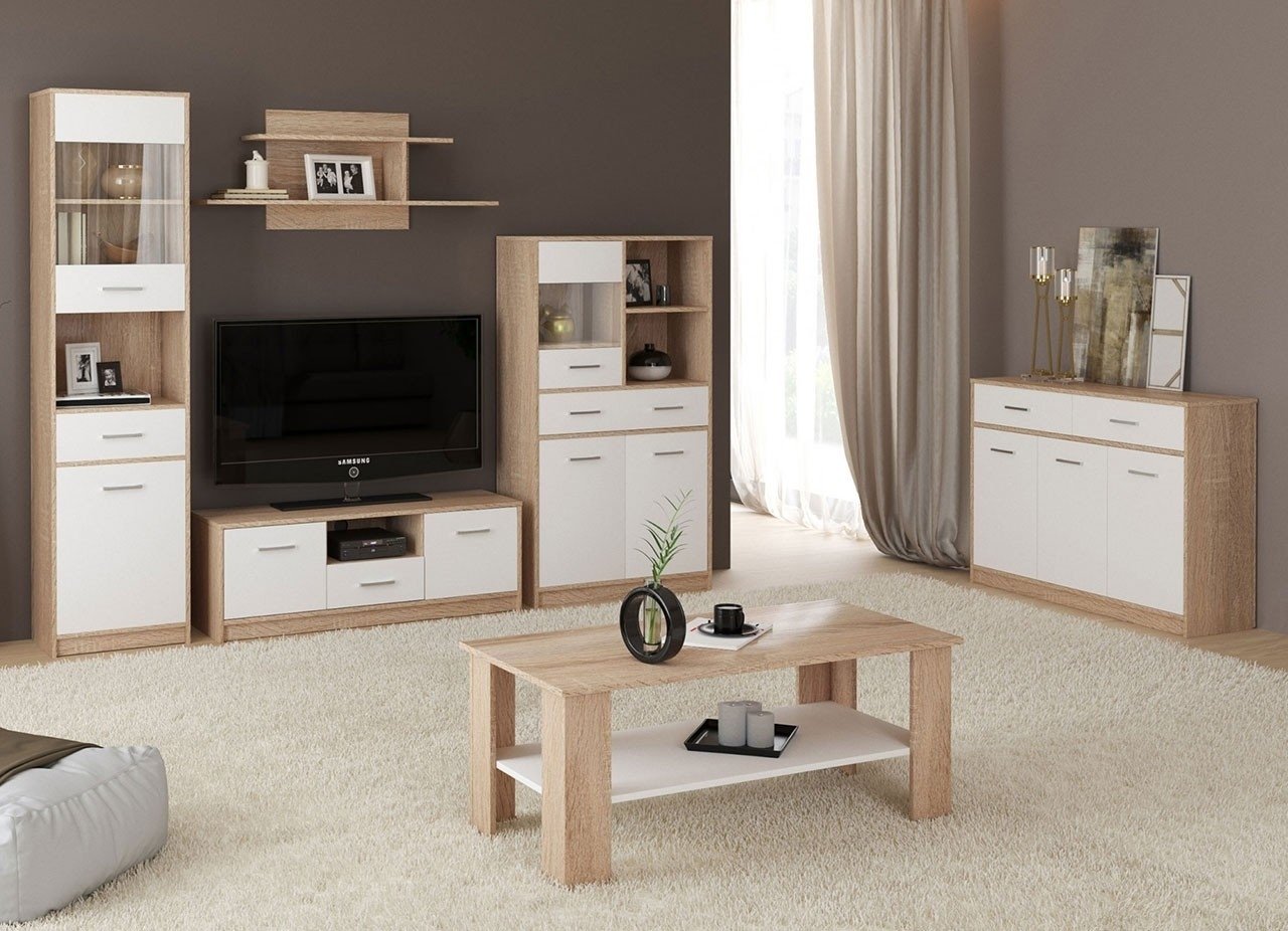ТВ-тумба напольная DOMA STELS 418489561, 123.4x42x38 см, белый, бежевый купить,NaN