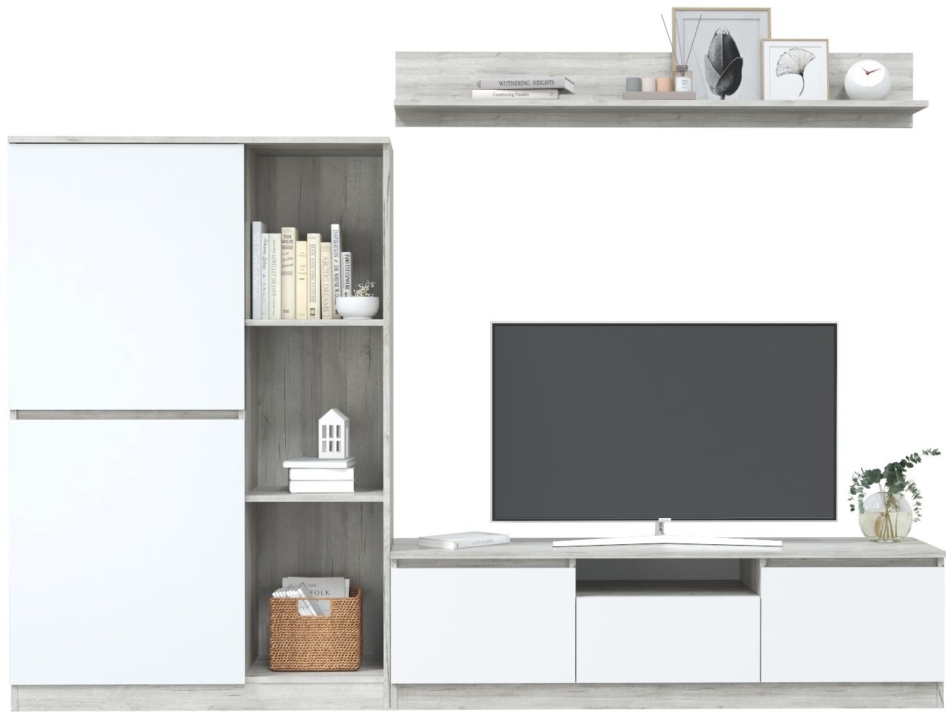 ТВ-тумба напольная DOMA LORI 228505661, 140x40x45 см, белый, серый купить,NaN