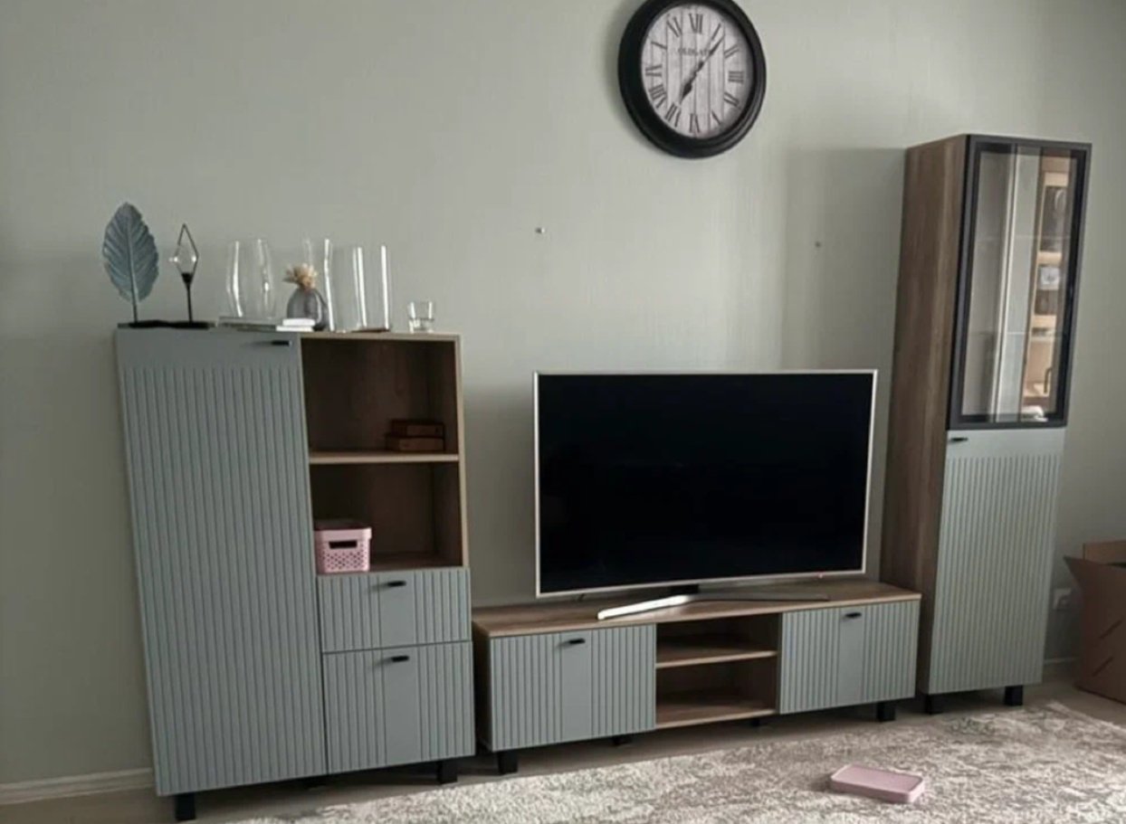 ТВ-тумба напольная DOMA ТВ-тумба напольная OL-160, 160x48x37 см, коричневый, серый купить,NaN
