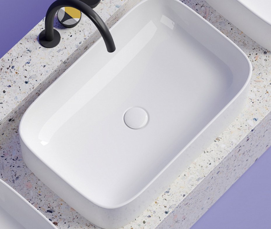 Раковина Ceramicanova CN6053 накладная прямоугольная 60, санфарфор