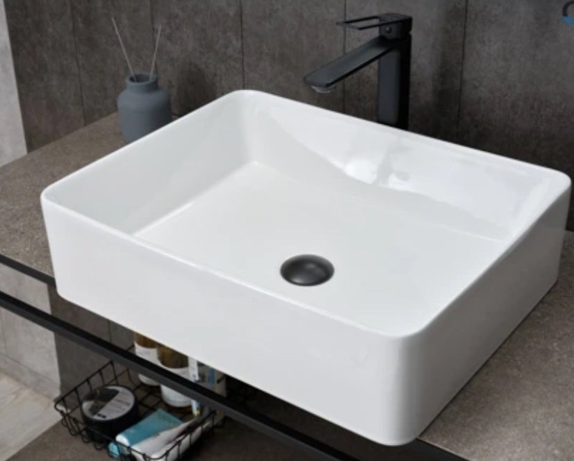 Раковина GID-ceramic N9104 накладная прямоугольная 52, керамика
