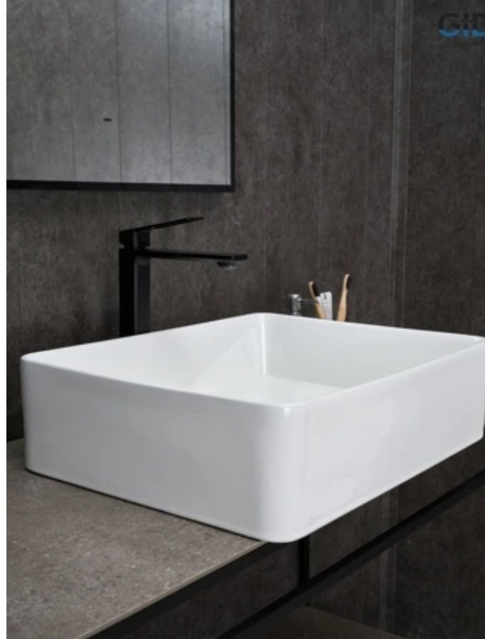 Раковина GID-ceramic N9104 накладная прямоугольная 52, керамика