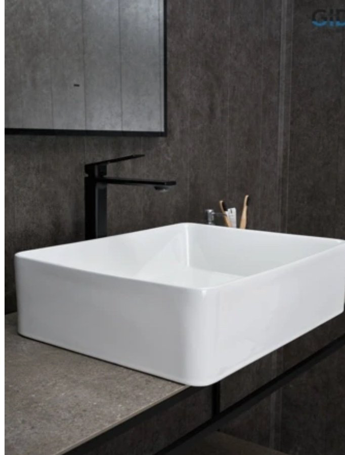 Раковина GID-ceramic N9104 накладная прямоугольная 52, керамика купить,64874