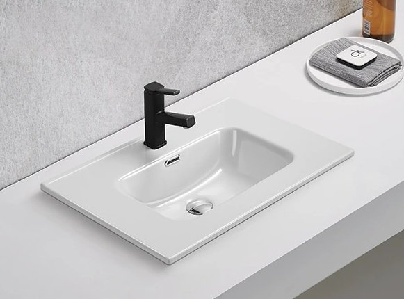 Раковина GID-ceramic 9070s накладная прямоугольная 46.5, фаянс