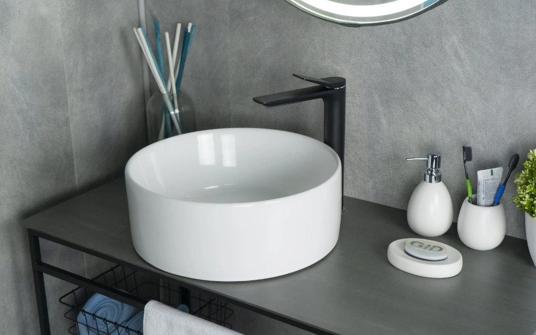 Раковина GID-ceramic N9011 накладная круглая 40, керамика