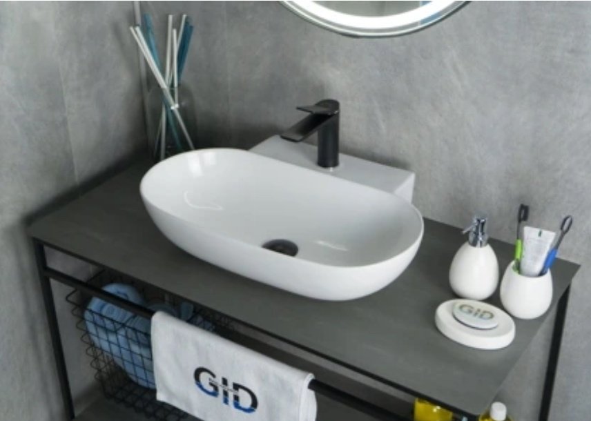 Раковина GID-ceramic N9234 накладная овальная 56, керамика