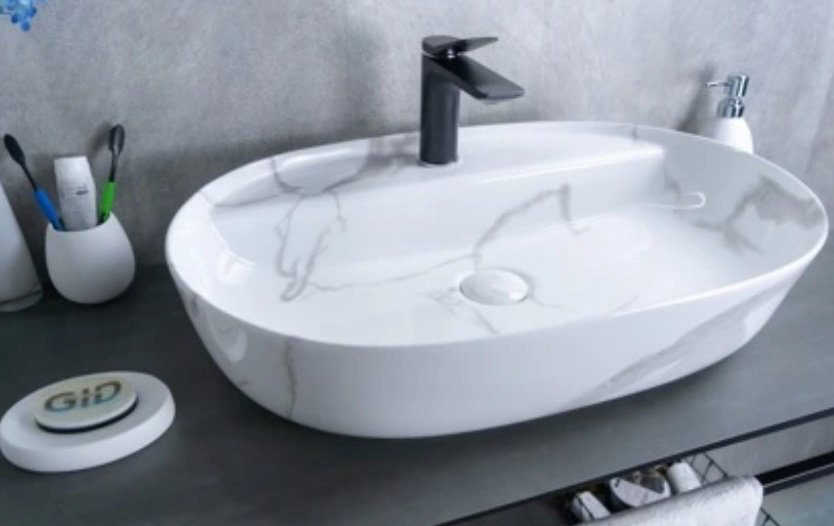 Раковина GID-ceramic Mnc346C накладная овальная 61, керамика