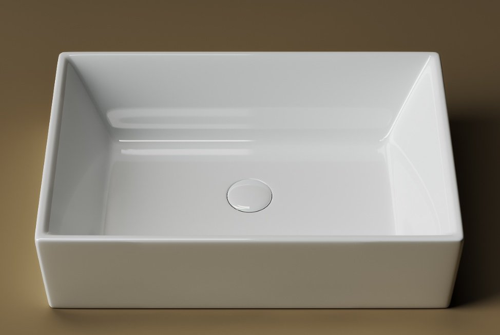 Раковина Ceramicanova CN5013 накладная прямоугольная 59, санфарфор