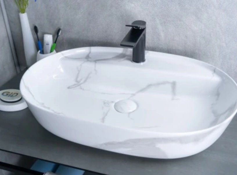 Раковина GID-ceramic Mnc346C накладная овальная 61, керамика