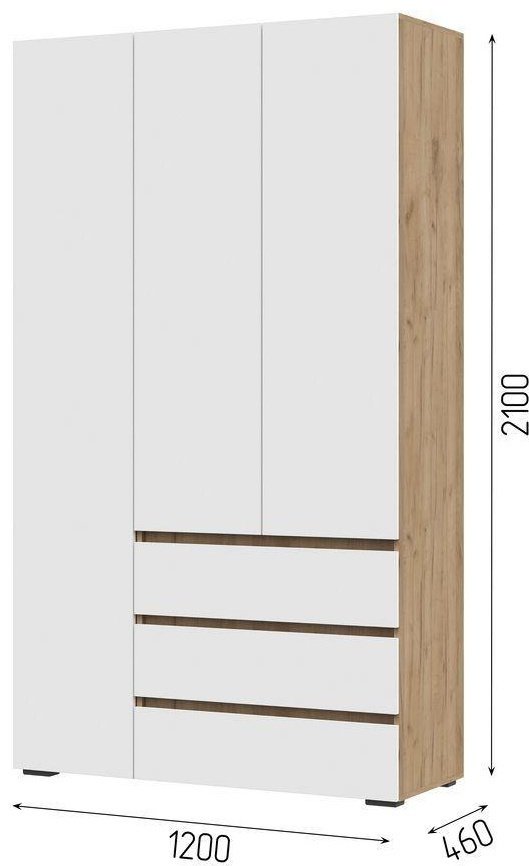 Распашной шкаф DOMA HELEN-NS, 120x210х46 см, белый, светло-коричневый купить,NaN