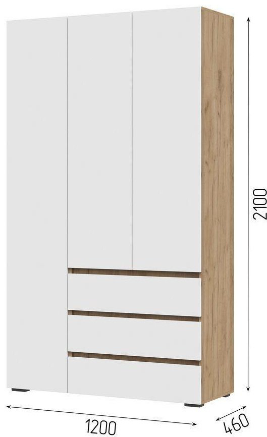 Распашной шкаф DOMA HELEN-NS, 120x210х46 см, белый, светло-коричневый купить,NaN