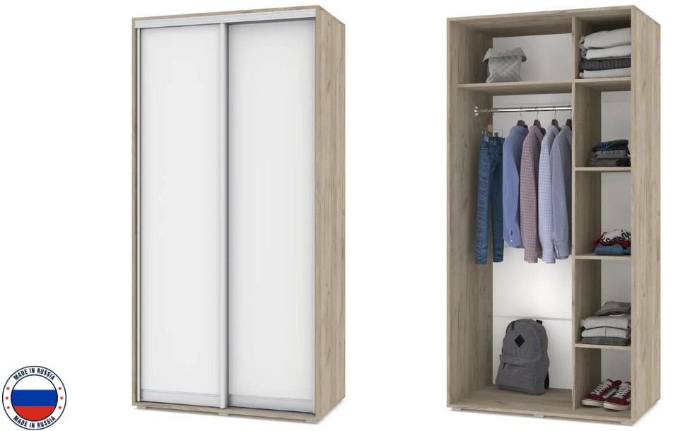 Шкаф-купе DOMA Шкаф-купе OL-2D-100, 100x204х57 см, белый, светло серый купить,NaN