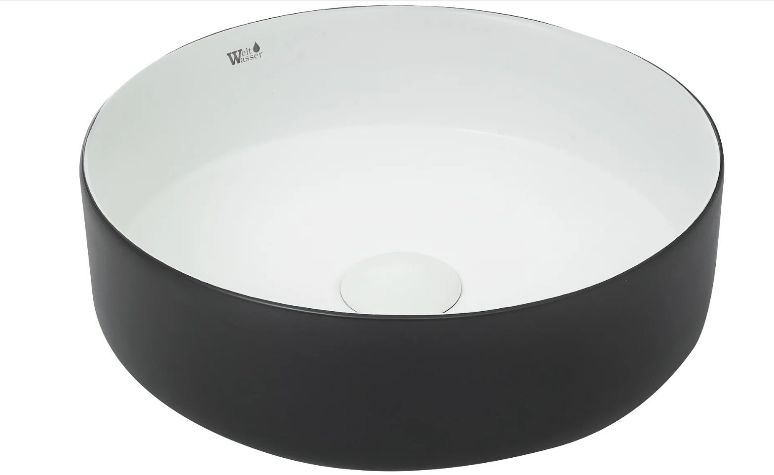 Раковина WeltWasser WW ELBACH M3134 BW накладная круглая 35.5 см, фаянс