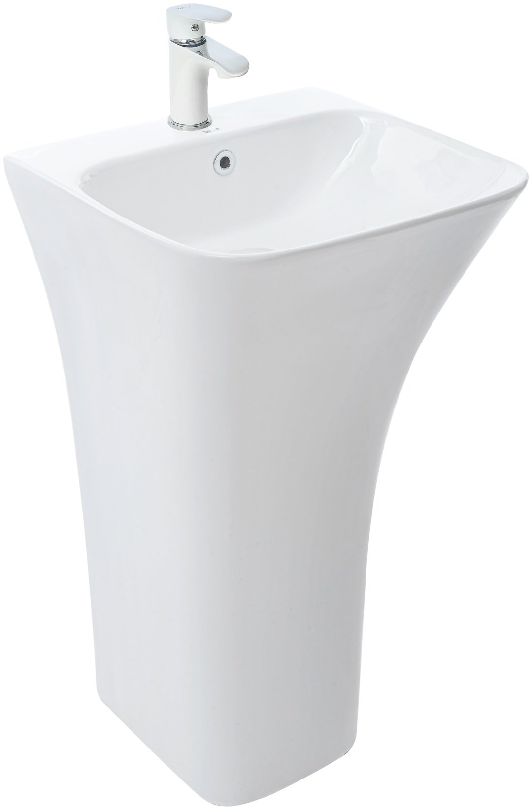 Раковина WeltWasser WW LEERBACH 4543 GL-WT с пьедесталом прямоугольная 45 см, фаянс