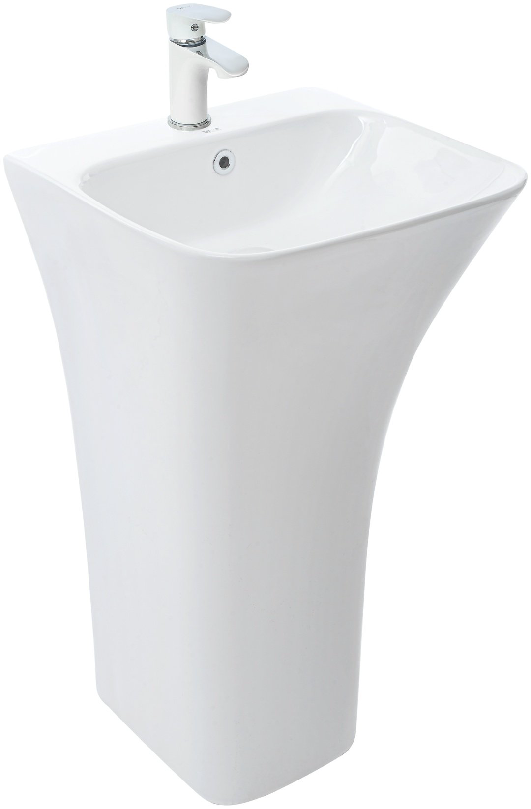 Раковина WeltWasser WW LEERBACH 4543 GL-WT с пьедесталом прямоугольная 45 см, фаянс