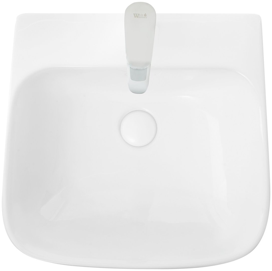 Раковина WeltWasser WW LEERBACH 4543 GL-WT с пьедесталом прямоугольная 45 см, фаянс