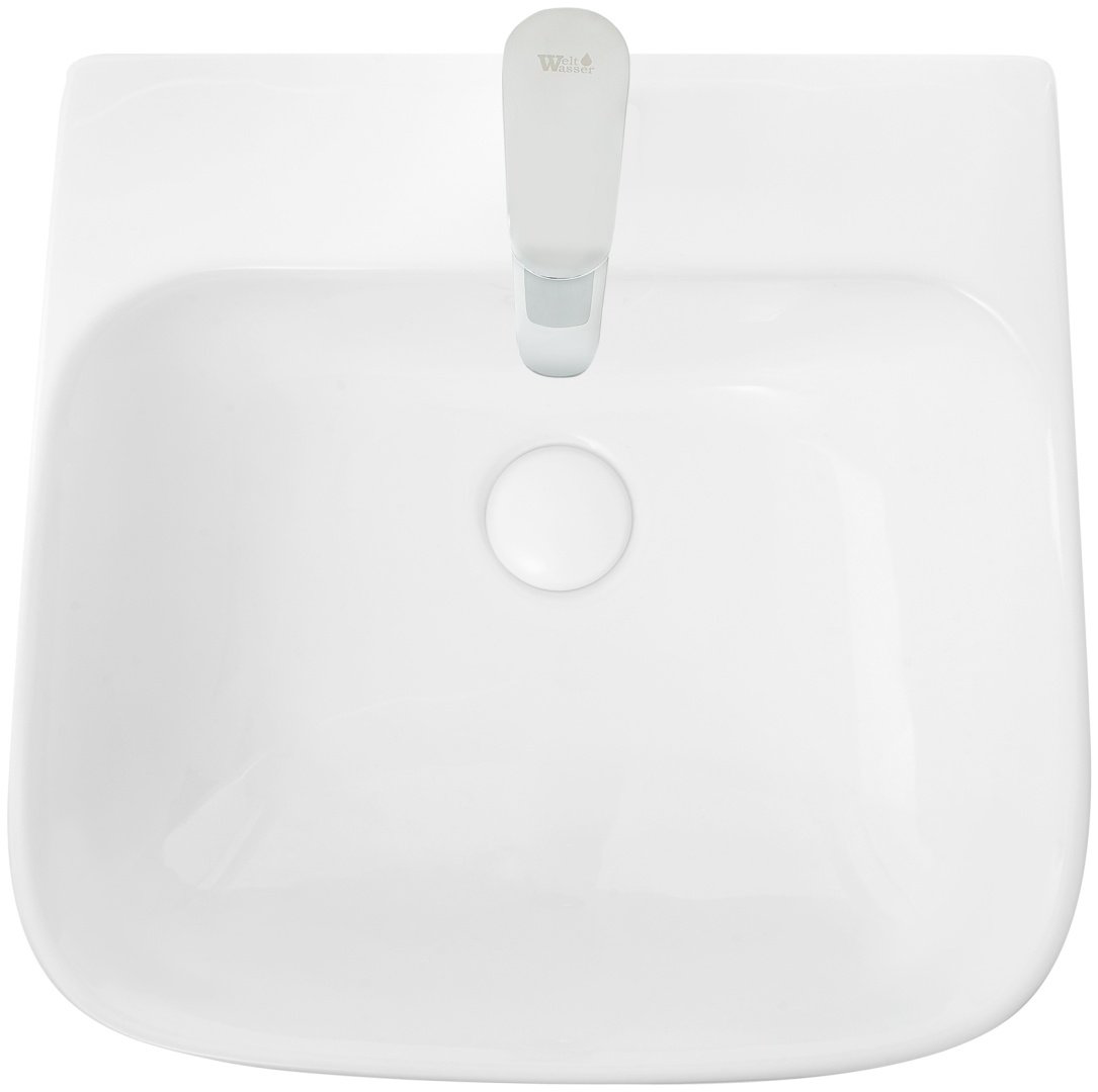 Раковина WeltWasser WW LEERBACH 4543 GL-WT с пьедесталом прямоугольная 45 см, фаянс купить,197900