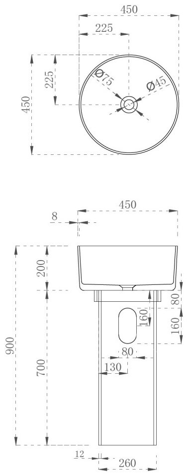 Раковина Abber Kristall AT2702Vesuvian с пьедесталом круглая 45 см, стекло купить,786500